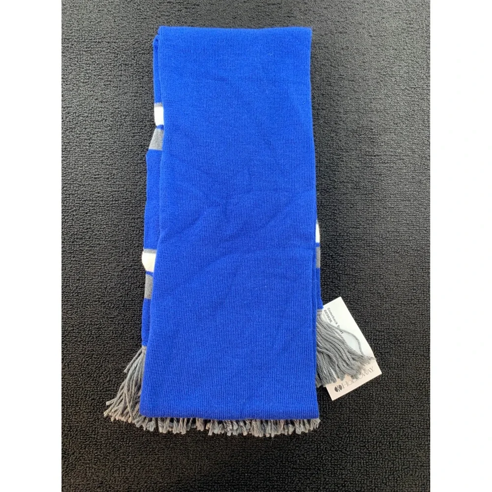 Holloway‎ Men's Royal Blue Gray White C Letter Rib Knit Tassel Scarf One Size